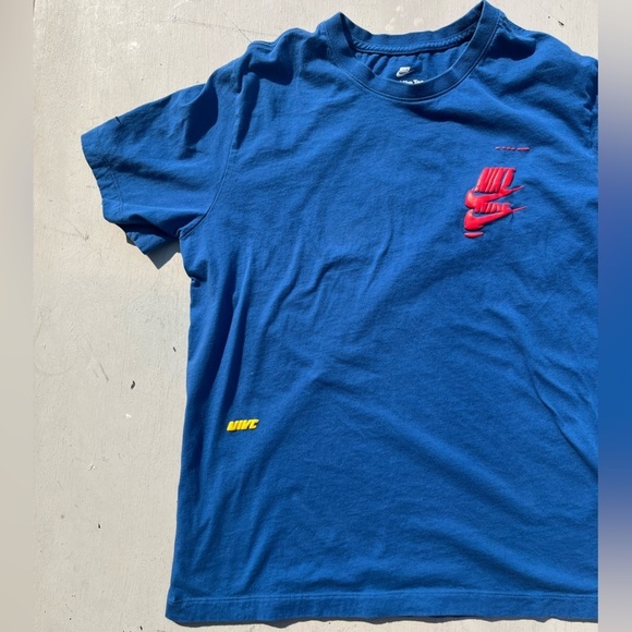 Men's Nike T-Shirt Blue All-Over Spell XL Swish Logo Streetwear City Sports - Picture 4 of 15